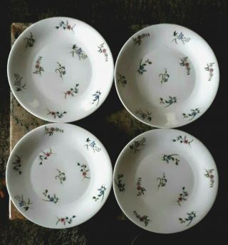 Four Vintage Cordon Bleu Bia France Floral Design Porcelain Plates