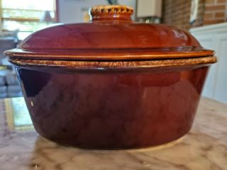 Hull H.  P.  Co.  Oven Proof Dish Casserole W Lid Brown Drip Pottery Usa 10 "