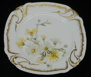 Old French Limoges Porcelain Hand Painted Plate W Daisies,  A Lanternier