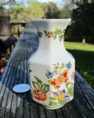 Mini Bud Vase Aynsley Cottage Garden Floral Butterfly Bone China 3 - 1/2 " England