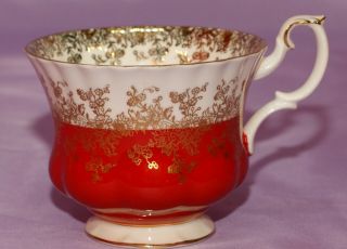 Royal Albert Red Regal Series 4396 English Bone China Orphan Teacup Coffee Cup