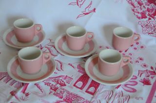 Vintage Pink Wallace China Restaurant Ware Small Size Cups And Saucers