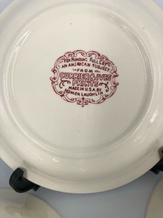 (5) Currier And Ives 8” Soup Bowls - “Fox Hunting Full Cry” Homer Laughlin 5