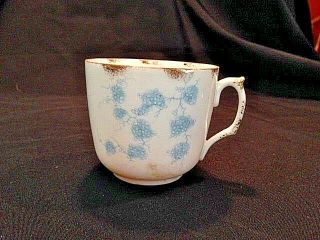 Antique Rare Gold Drip Edge Tea Coffee Cup Blue Floral Pattern Dainty