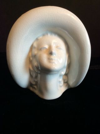 Vintage Wall Pocket Lady Head Vase 5 1/2”
