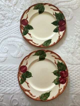 2 Vtg Franciscan Ware Apple 8” Salad Plates California Usa Hand Decorated
