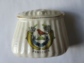 Antique Crested China Porcelain Fishing Creel Penicuik