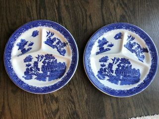 Vintage Antique Blue Willow Transfer - Ware Divided Section Plates