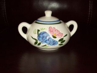 " Vintage " Stangl Pottery Sugar Bowl Hand Painted Fruit & Flowers