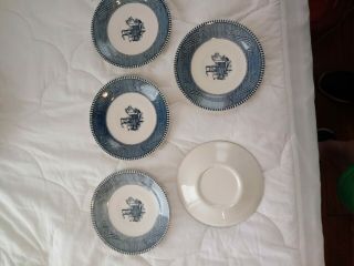 5 CURRIER AND IVES 4 INCH RIVER BOAT SAUCERS 3