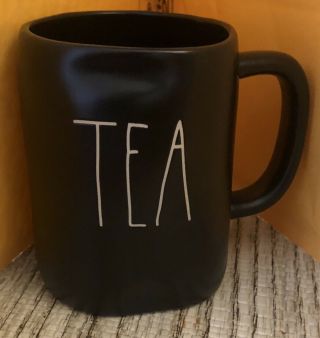 Rae Dunn – Tea Coffee Tea Mug Cup – Black Matte Ceramic Long Letter