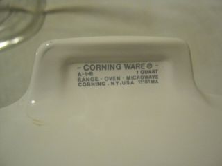 Corning Ware One Quart Casserole Dish With Lid,  Cornflower Pattern,  7 