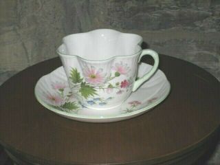 Vintage Crown Stafforshire Cup & Saucer Bone China Wild Flowers Pattern England