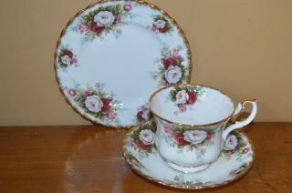 Vintage Royal Albert Tea Cup And Saucer And Dessert Plate Set Celebration Teacup