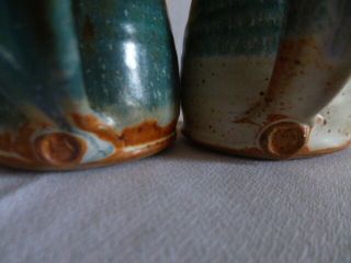 Set - 2 Vintage Turned Pottery Art Mugs,  Glazed Drip Ceramic Stoneware,  Read Pls 3