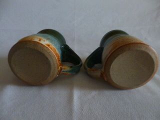 Set - 2 Vintage Turned Pottery Art Mugs,  Glazed Drip Ceramic Stoneware,  Read Pls 5