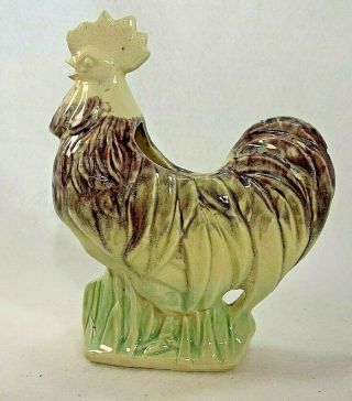 Vintage Mccoy Pottery Rooster Planter Purple Yellow Green Glaze Colors
