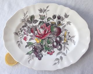 Platter Staffordshire Gainsborough J & G Meakin,  Rose & Fruit England 12.  25 "