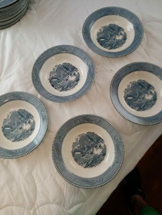 5 Currier And Ives Earthly Winter 8 Inch Bowls