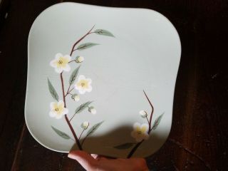 Vintage Weil Ware Dishes Malay Blossom Square Dinner Plate 9.  75 " Celedon