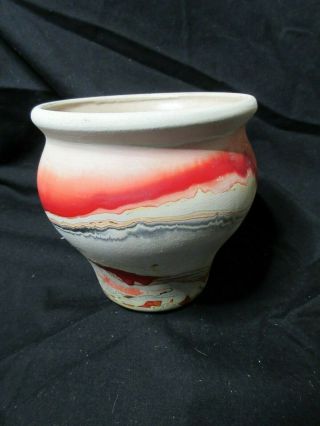 (nemadji?) Art Pottery Vase Colors Southwest Red Orange Brown & Black