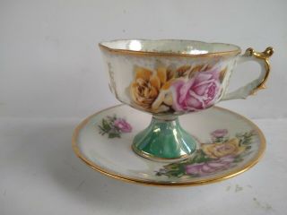 June Rose Mother Of Pearl Iridescent Porcelain Cup Saucer