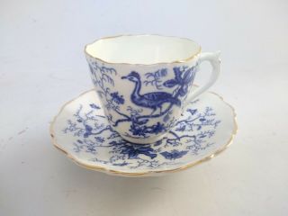 Vintage Coalport Blue & White Cairo Teacup And Saucer Gorgeous 1945 - 1959