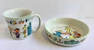 Set Of 2 Gorham Childrens Bowl And Cup Muppets Sesame Street 1976 Ceramic China