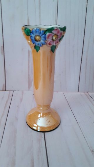 Vintage Noritake Lusterware Hand Painted Vase 6 "