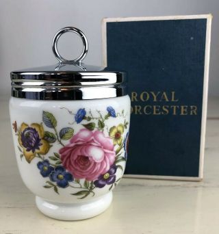 Royal Worcester Egg Coddler Flower Design Porcelain Condiment Jar Box