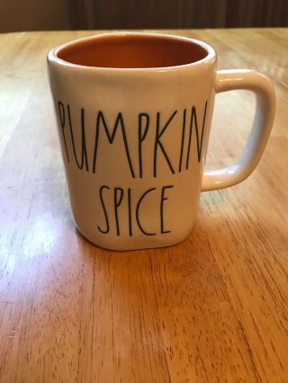 Rae Dunn Pumpkin Spice Double Sided Mug Orange Inside