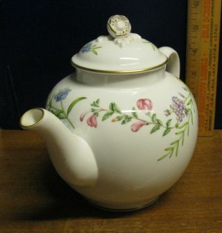 Royal Worcester Fine Bone China Teapot Gold Trim & Floral Pattern.  Flower On Lid