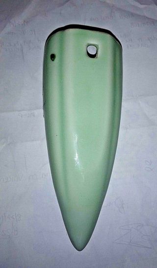 Hand Painted Thick Green Wall Pocket Vase - possibly antique - &description 3