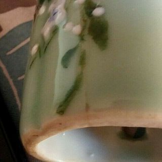 Hand Painted Thick Green Wall Pocket Vase - possibly antique - &description 5