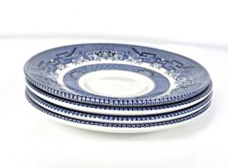 Set Of 4 Churchill Blue Willow Made In England Saucers Bread And Butter Plates