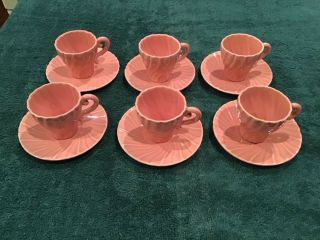 Franciscan Ware California Coronado Coral Tea Cups And Saucers: Set Of 6
