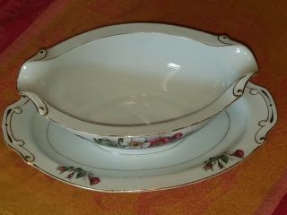 Vintage Montana Rose By Monarch China Occupied Japan Gravy And Plate Exc