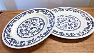 2 Vintage Homer Laughlin Sturbridge 10” Blue & White Dinner Plates