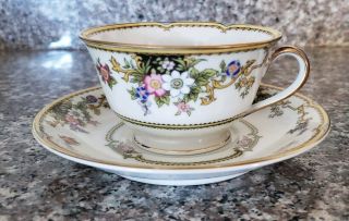 Vintage Noritake Cordova Floral Tea Cup And Saucer Japan