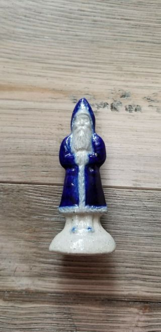 Vintage 1994 Salmon Falls Stoneware Dover Nh Cobalt Blue Salt Glazed Santa Claus
