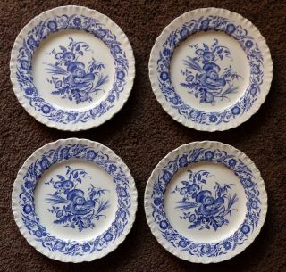 4 Vintage,  Wedgwood Of Etruria,  Cornflower Blue,  Salad Plates,  Shell Edge