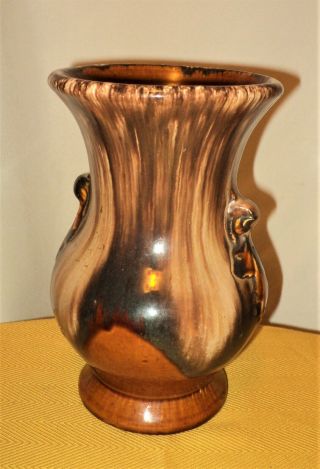 Antique Brush Mccoy Pottery Brown Onyx Drip 8 " Vase 742 Shape