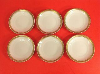 Silesia Ohme Double Gold Rim Butter Pats.  Set Of 6.  3 3/8 " Antique 1900 - 1920