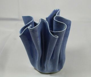 Barclay Studios Art Pottery Folded Porcelain Vase Signed Carol Barclay 1981
