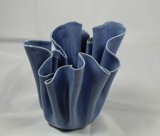 Barclay Studios Art Pottery Folded Porcelain Vase signed Carol Barclay 1981 3