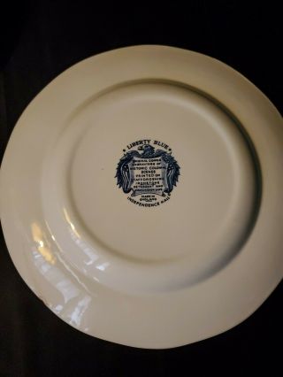 Liberty Blue Staffordshire 3 DINNER PLATES Independence Hall SEE PHOTOS 2