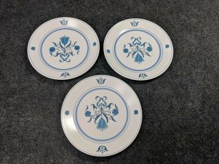Set Of 3 Noritake Blue Haven Bread And Butter Plates