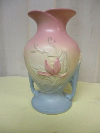 Pretty Vintage Hull Pink & Blue Magnolia Double Handle Vase