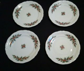 Royal Kent Limited,  Set Of 4 Holly Holiday Salad/luncheon Plates