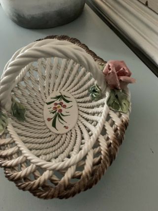 Capodimonte Vintage Porcelain Flower Basket from Italy 2